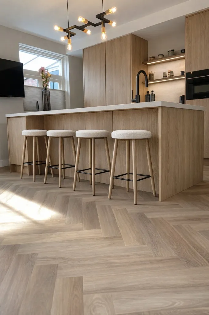 PVC vloer in moderne keuken, CCvloeren Elst